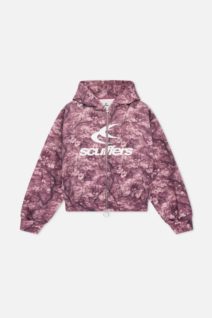 Scuffers Burgundy Zipper with Royal Flower